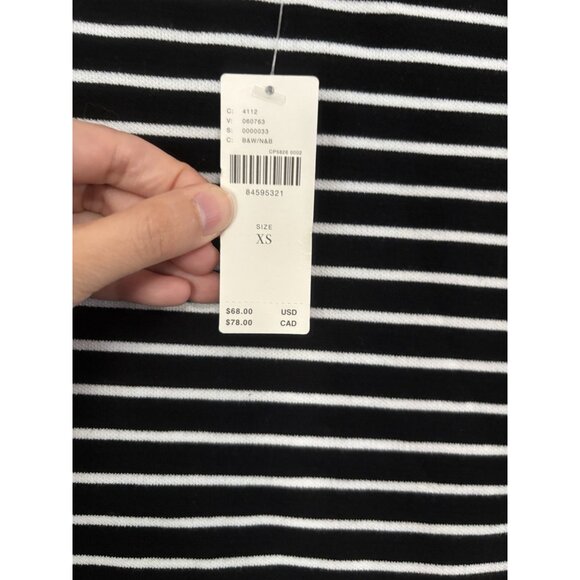 NWT Maeve Anthropologie Tulle-Inlay Tee Sz XS Black White Striped - Picture 4 of 11